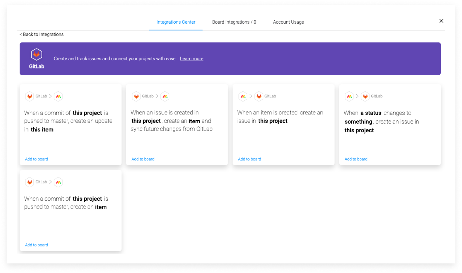 monday.com Gitlab integration