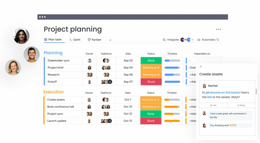 project planning in monday work management