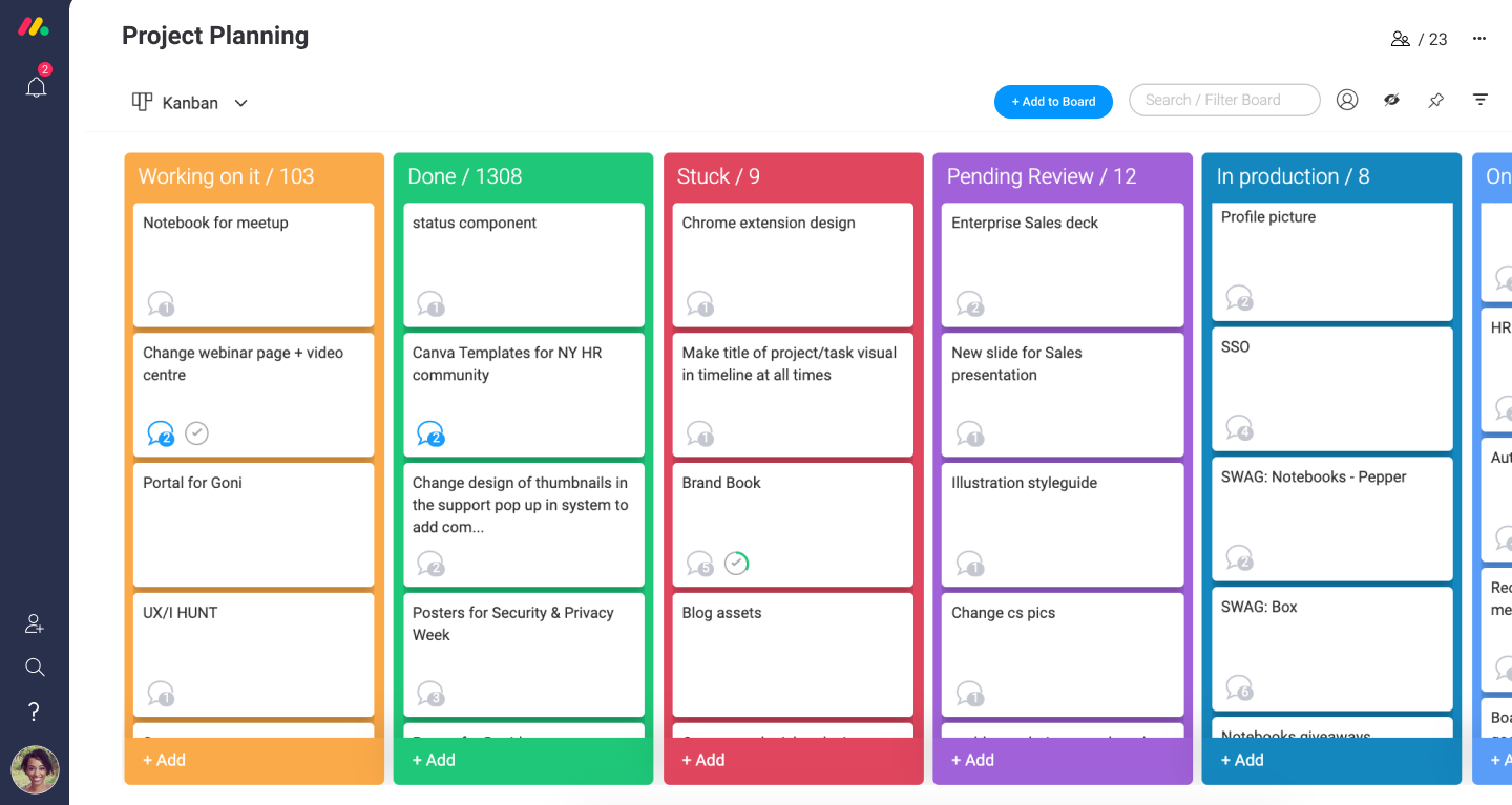 Kanban view on monday.com