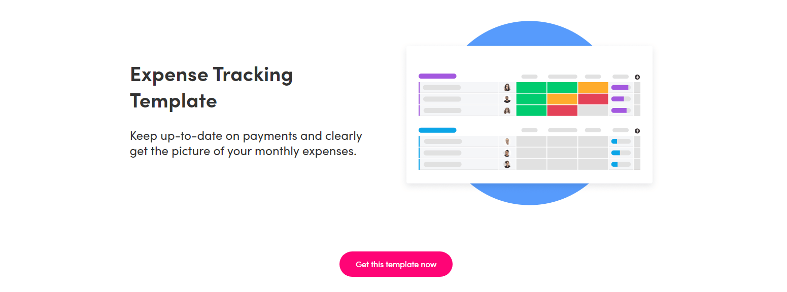 example of monday.com's expense tracking template