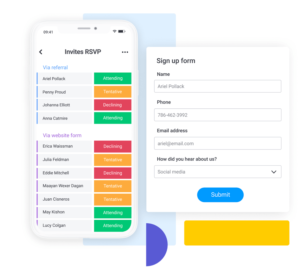 monday.com registration form on mobile