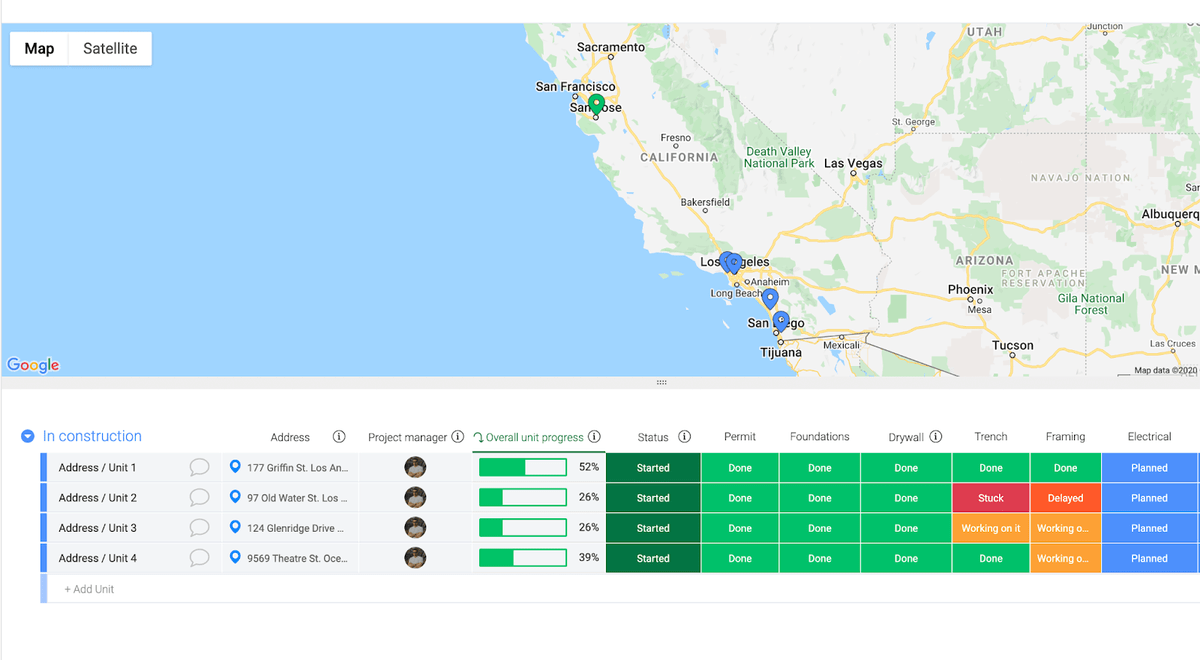 Construction planning template on monday.com