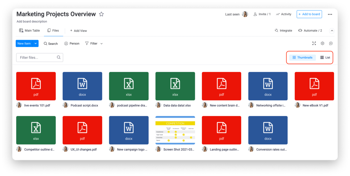 document management monday.com files view