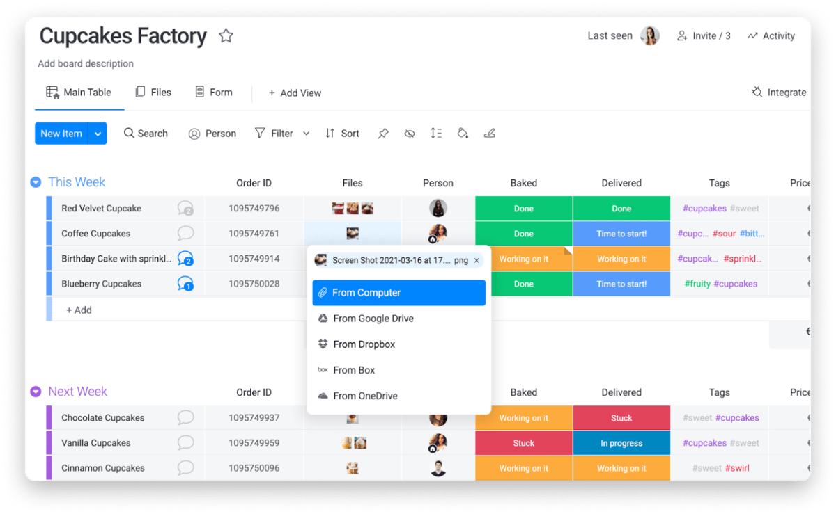 illustration of how to attach files to monday.com boards