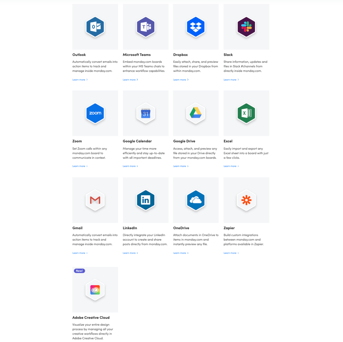Some of monday.com's most popular integrations