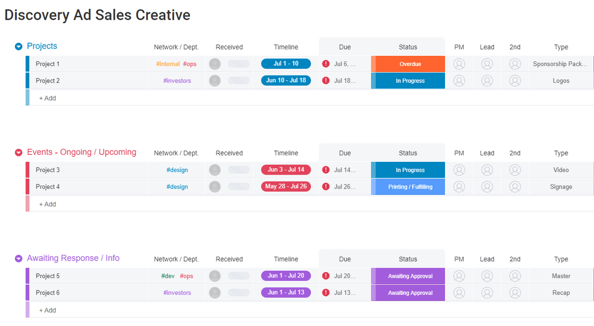 monday.com creative project management