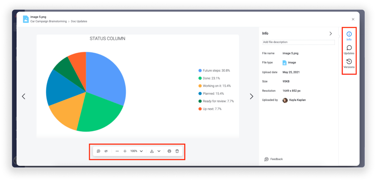 Customizing and formatting an image in monday.com Docs