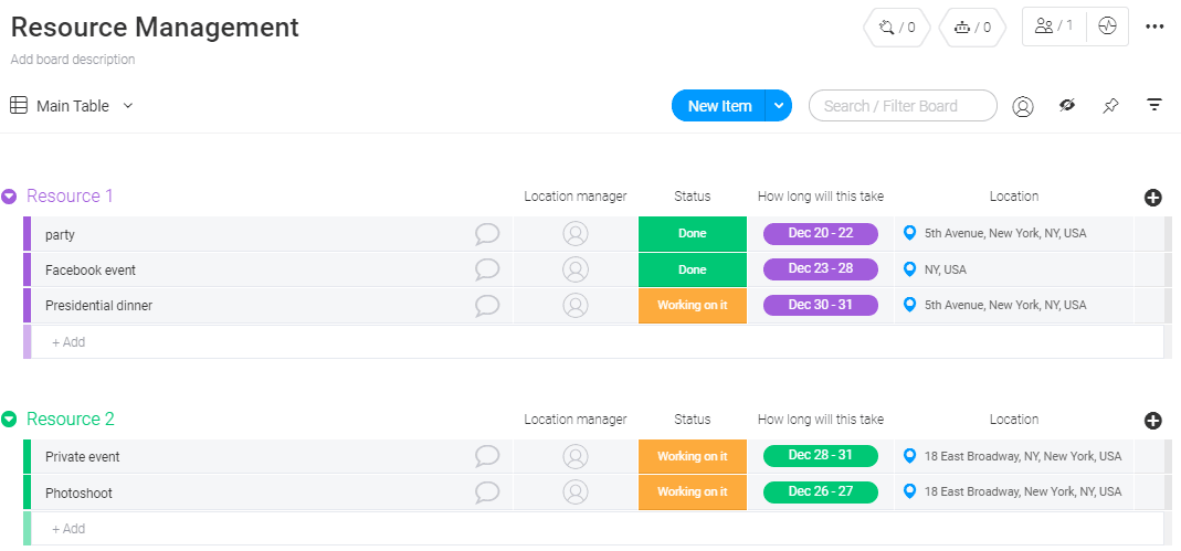 monday.com's resource management template