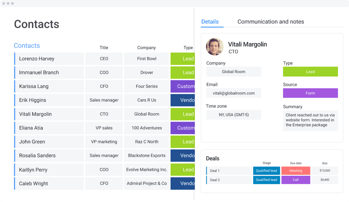 monday.com contact management database