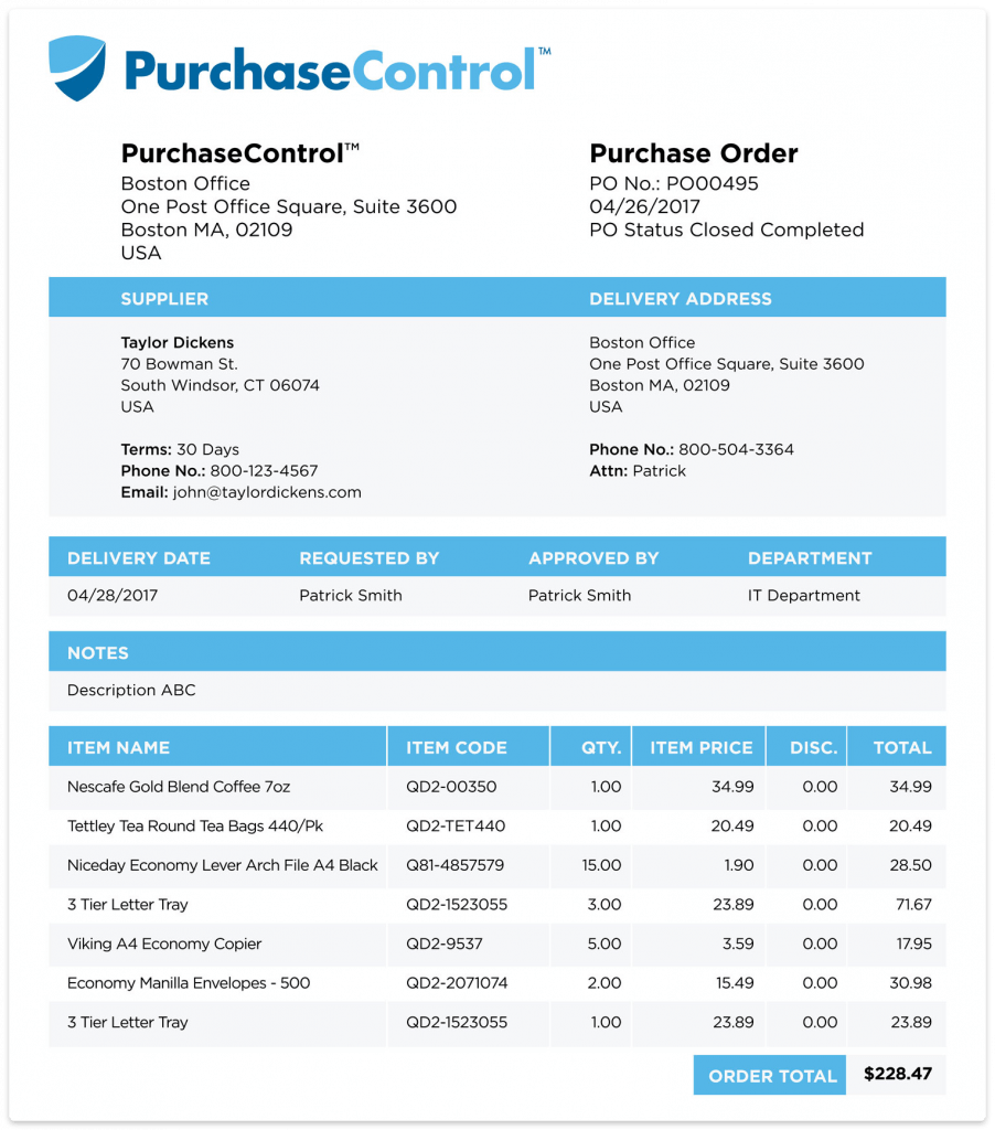 Purchase Order Example