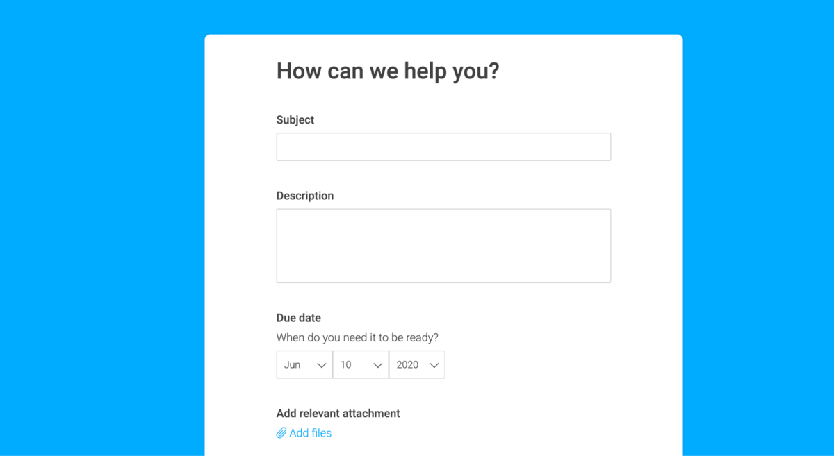 monday.com customer requests form