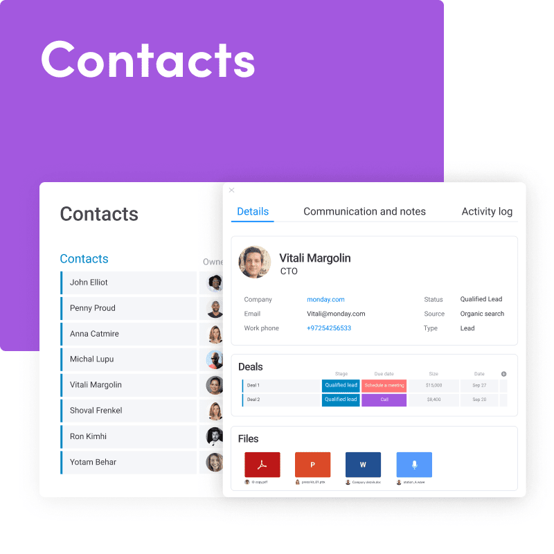 monday.com contact management allows teams to keep track of all their contact information