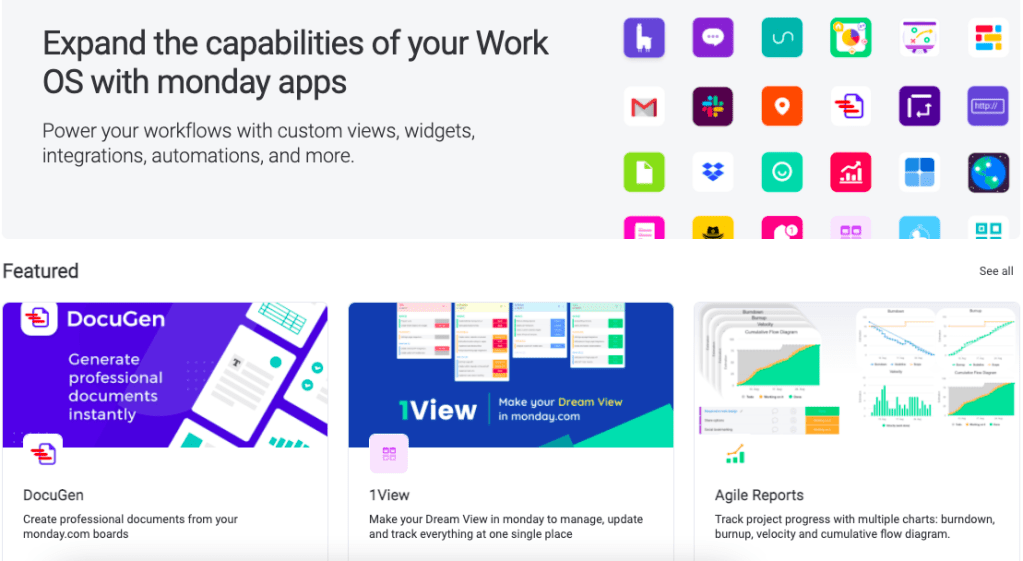 monday.com apps marketplace