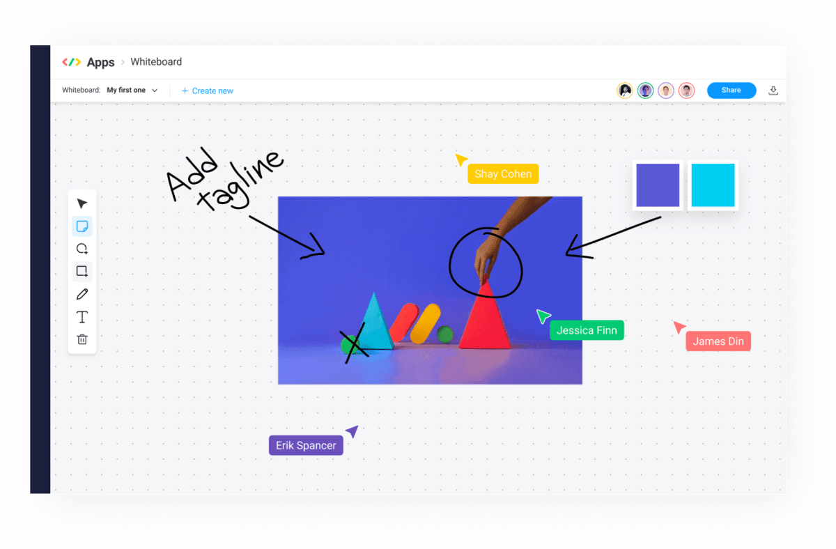 image showing monday.com digital Whiteboard in action