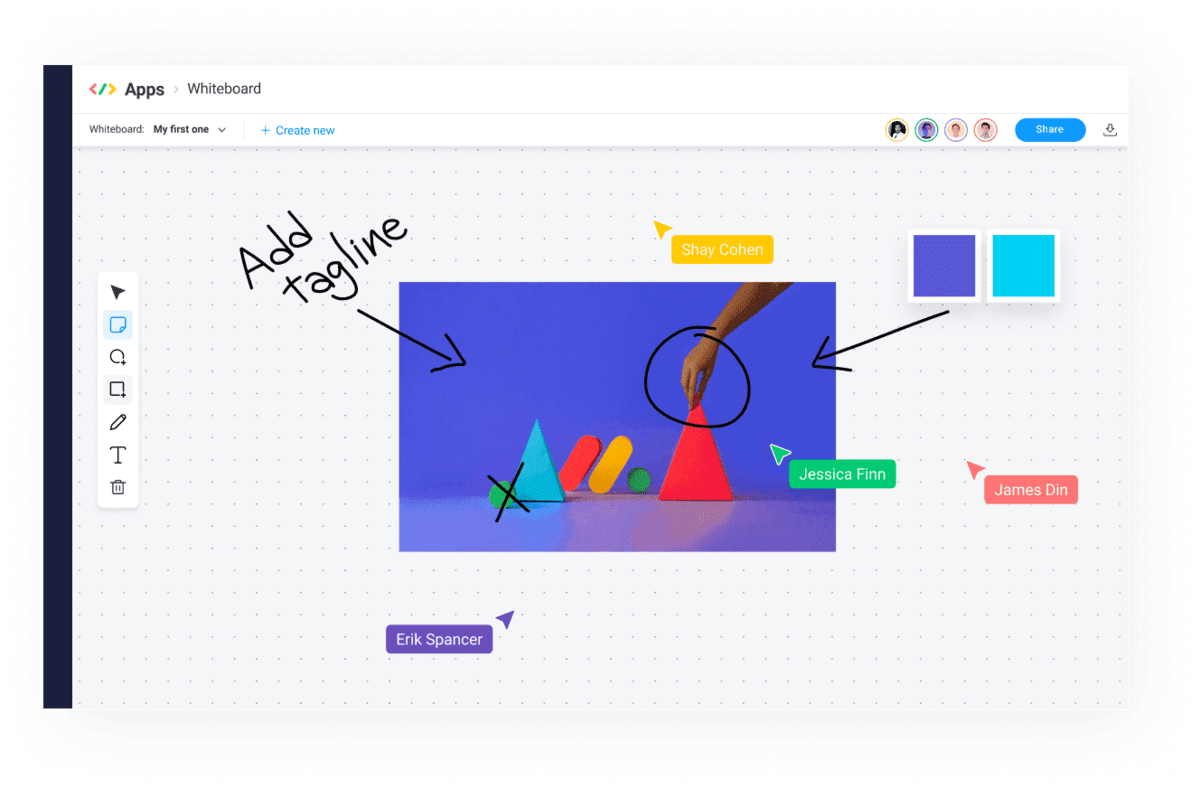 monday.com's whiteboard example