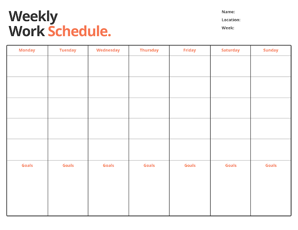 weekly work schedule templates