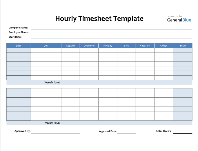 hourly timesheet template
