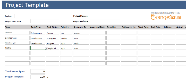 project management template