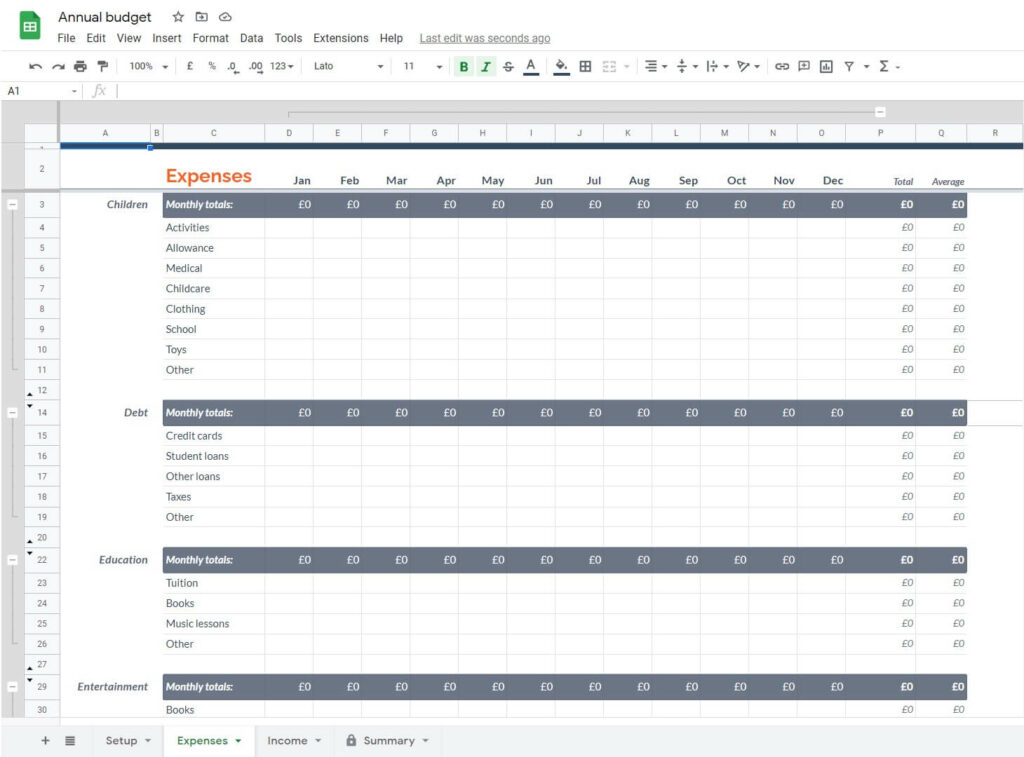 daily expenses excel template