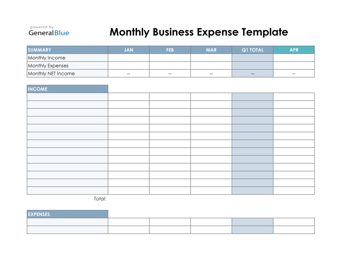 excel income and expense tracker