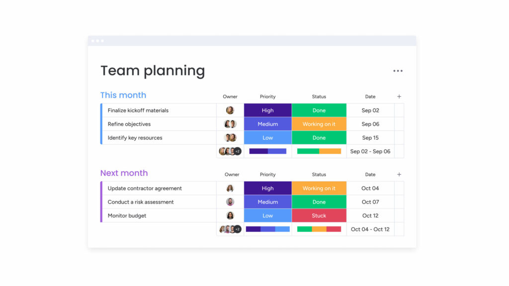 A screenshot of how to set up a team planning board in monday work management, suggested as an alternative to Smartsheet project management. 