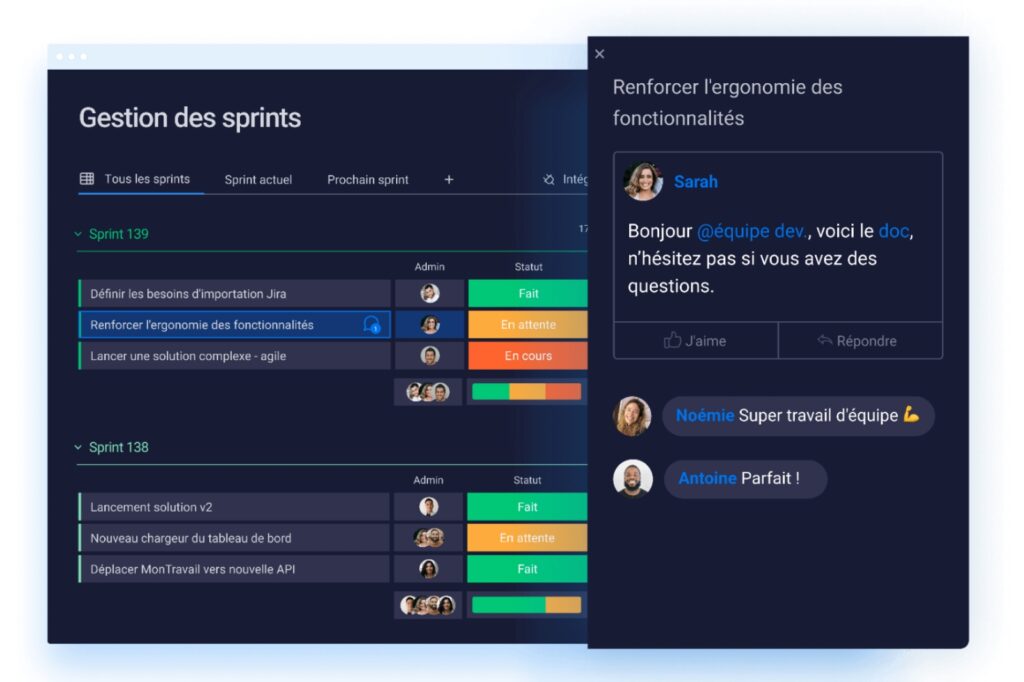 Facilitez la collaboration sur tous vos projets de développement produit avec monday dev