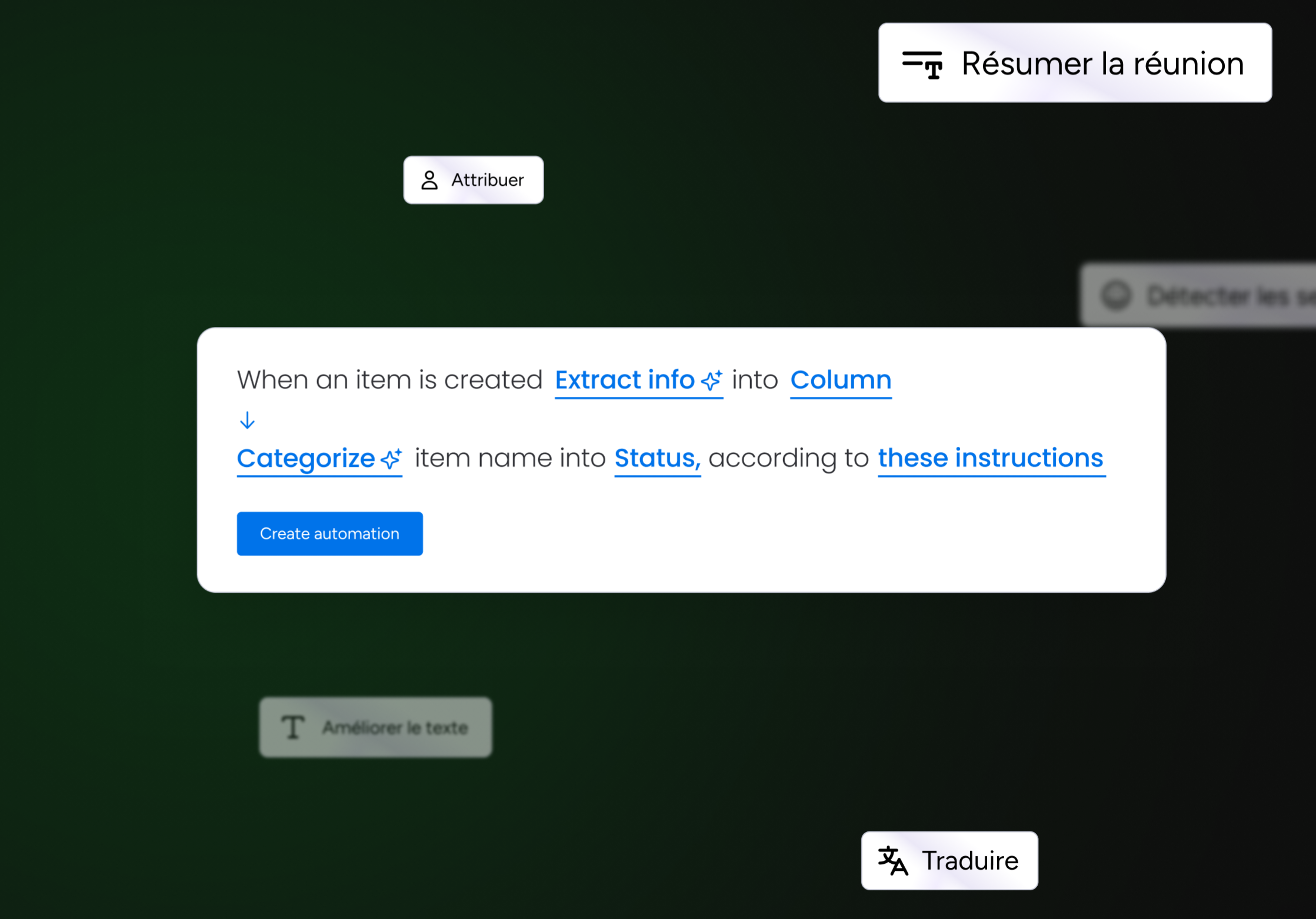 Configurez simplement des automatisations CRM intelligentes avec l'IA de monday CRM