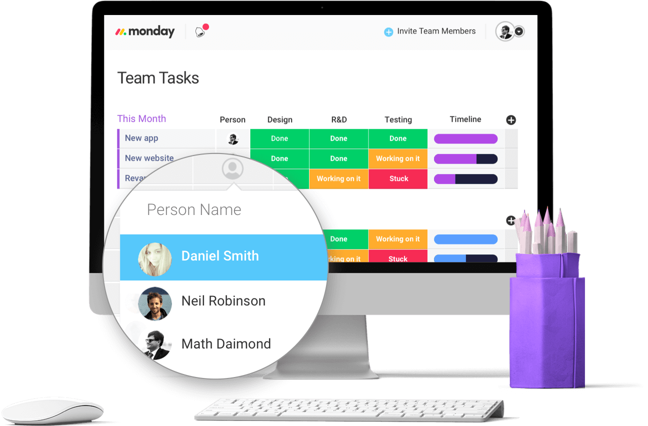 monday team tasks assignment